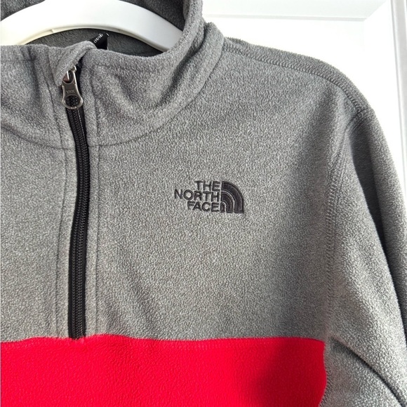 The North Face Boys Glacier 1/4 Zip Fleece Pullover Sweatshirt Red Gray Size L - Picture 2 of 7